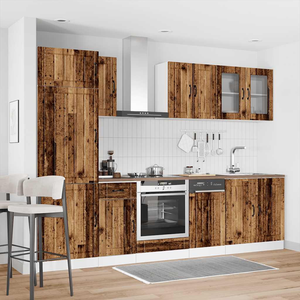 8 Peças armário de cozinha conjunto kalmar madeira velha