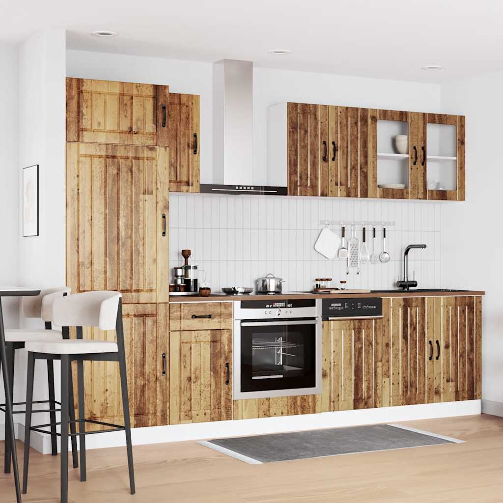 8 Peças armário de cozinha conjunto kalmar madeira velha