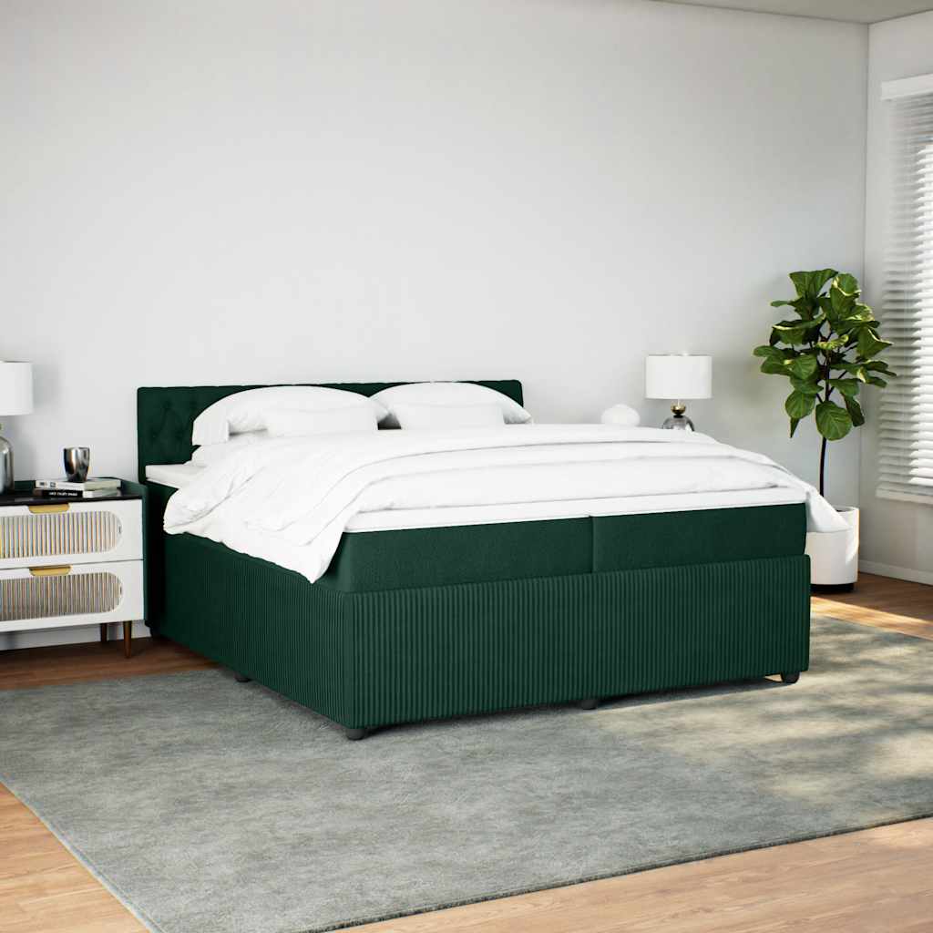 Cama com molas/colchão 200x200 cm veludo verde-escuro