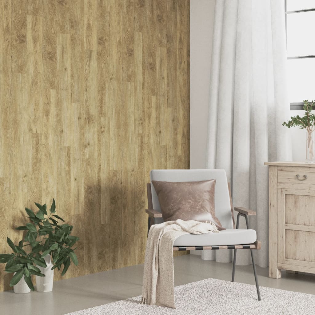Painel de parede c/ aspeto de madeira 4,12 m² PVC castanho