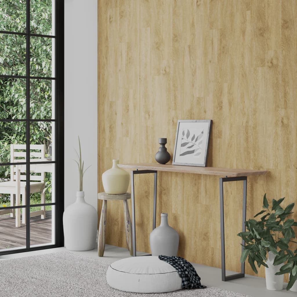 Painel de parede c/ aspeto de madeira 4,12 m² PVC castanho