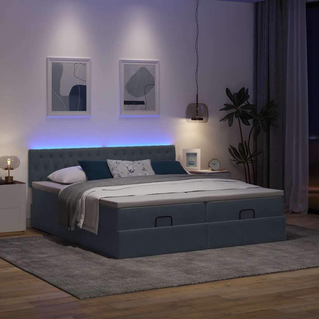 Estrutura cama otomana colchões 180x200 cm cinzento escuro