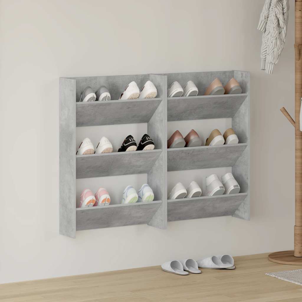 Sapateiras de parede 2 pcs 60x18x90 cm contrapl. cinza cimento