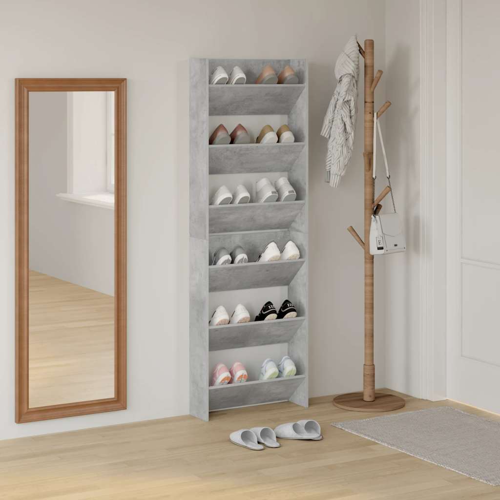 Sapateiras de parede 2 pcs 60x18x90 cm contrapl. cinza cimento