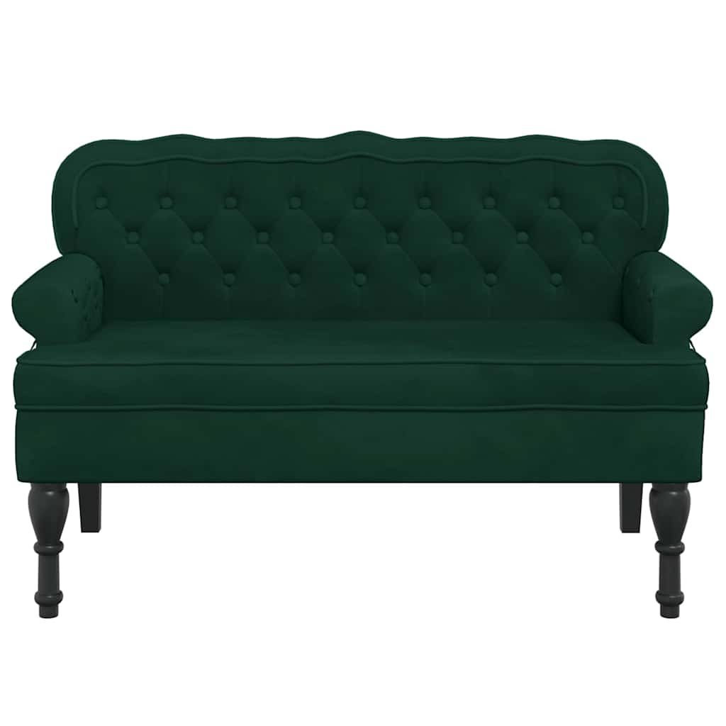 Banco com encosto 119,5x64,5x75 cm veludo verde-escuro