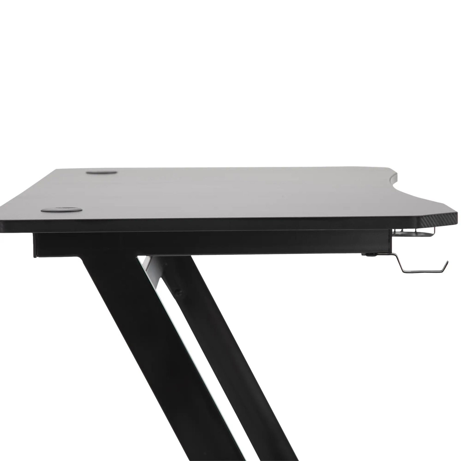 Secretária tipo gaming mesa de escritório com suporte para copos gancho e pés ajustáveis ​​120x65x74,5 cm preto