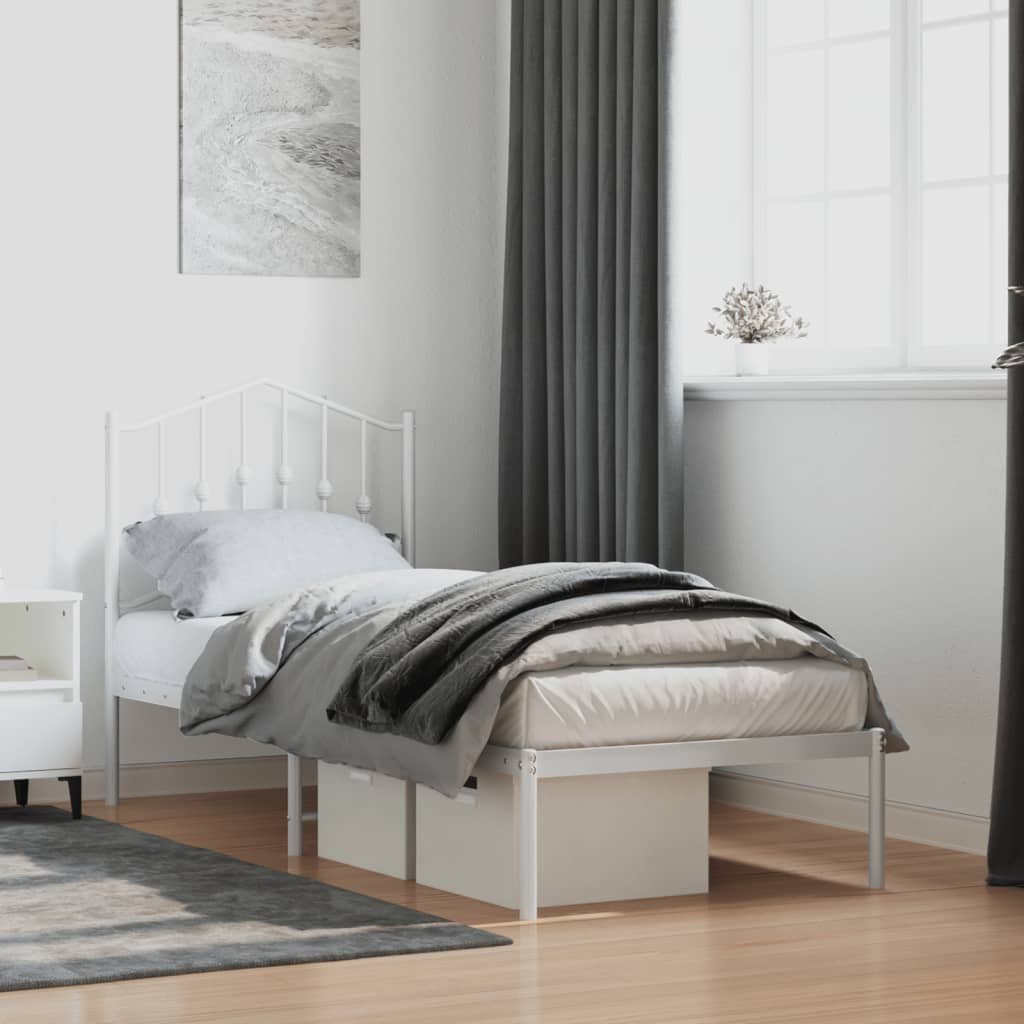 Estrutura de cama sem colchão com cabeceira 75x190 cm branco