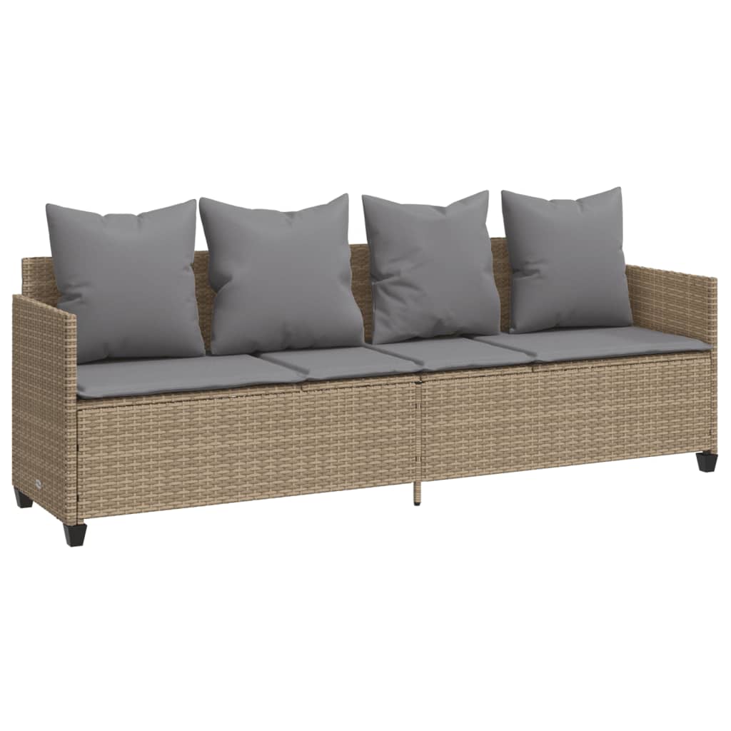 5 Pcs conjunto de sofás p/ jardim com almofadões vime PE bege