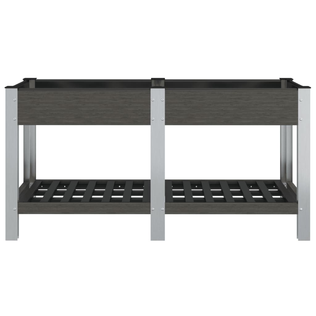 Canteiro elevado jardim c/ prateleira 175x50x75 cm wpc cinzento
