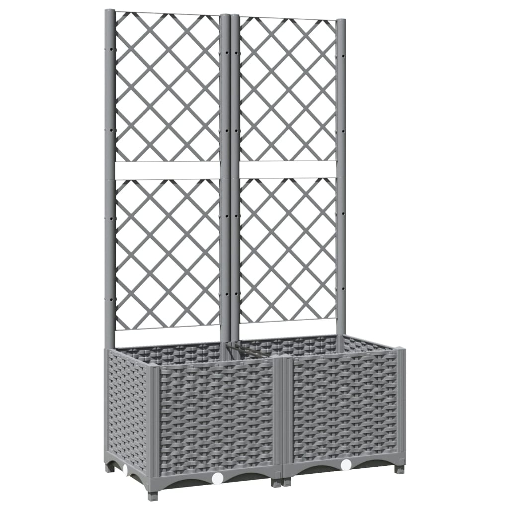 Vaso/floreira jardim c/ treliça 80x40x136 cm PP cinza-claro