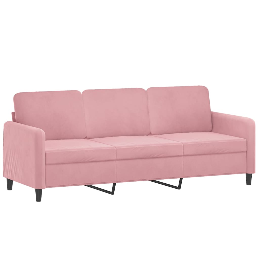 3 Pcs conjunto de sofás com almofadas veludo rosa