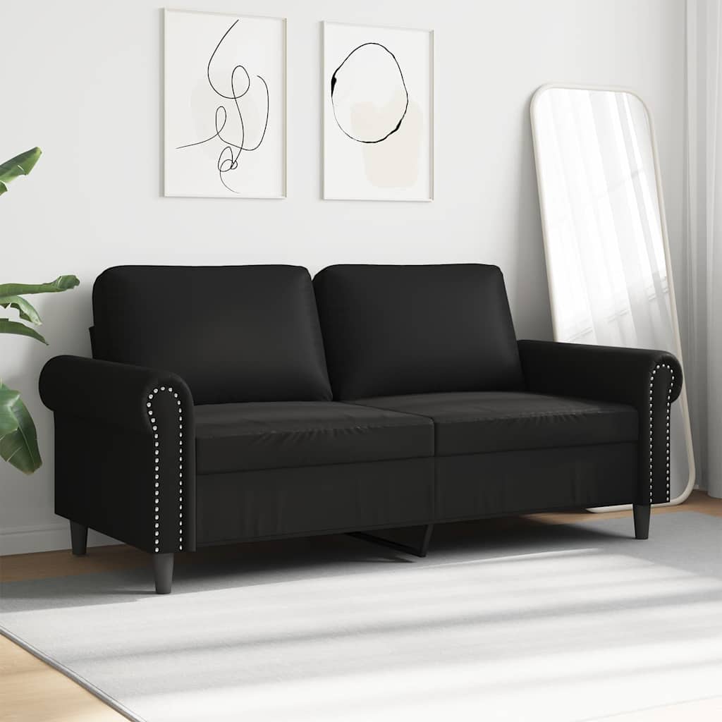 Sofá de 2 lugares 140 cm couro artificial preto