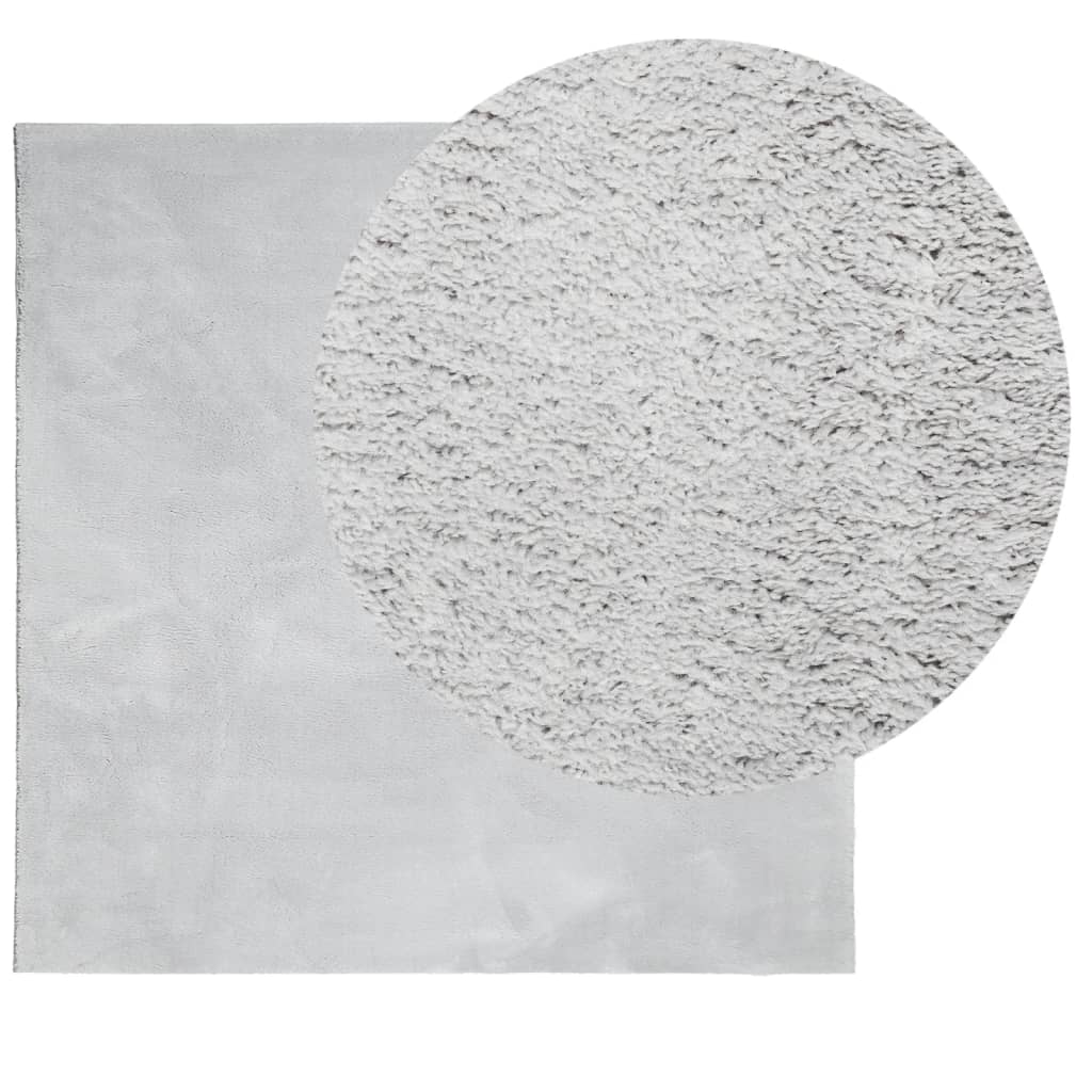 Tapete pelo curto macio e lavável huarte 200x200 cm cinzento