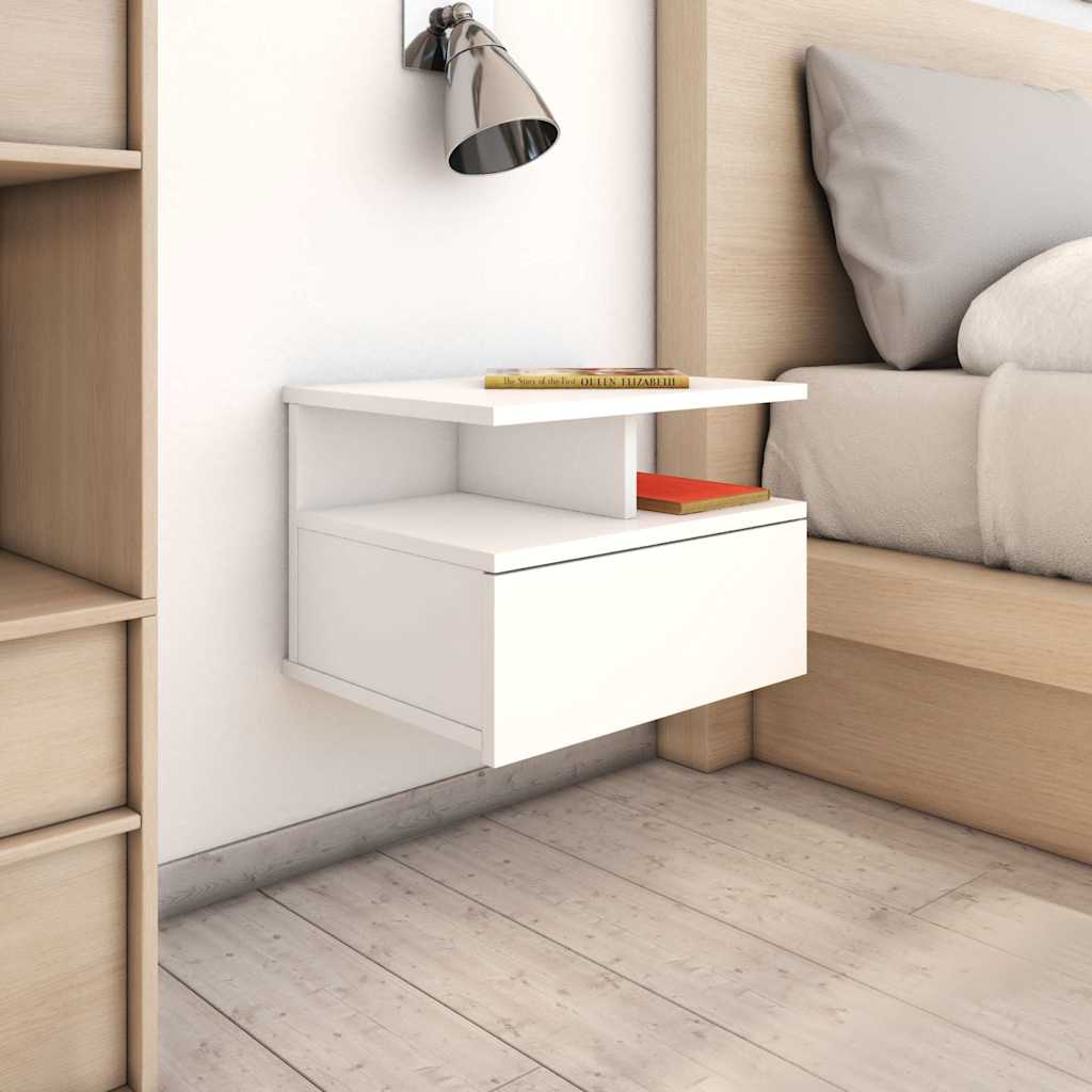 Mesa de cabeceira suspensa 40x31x27 cm derivados madeira branco