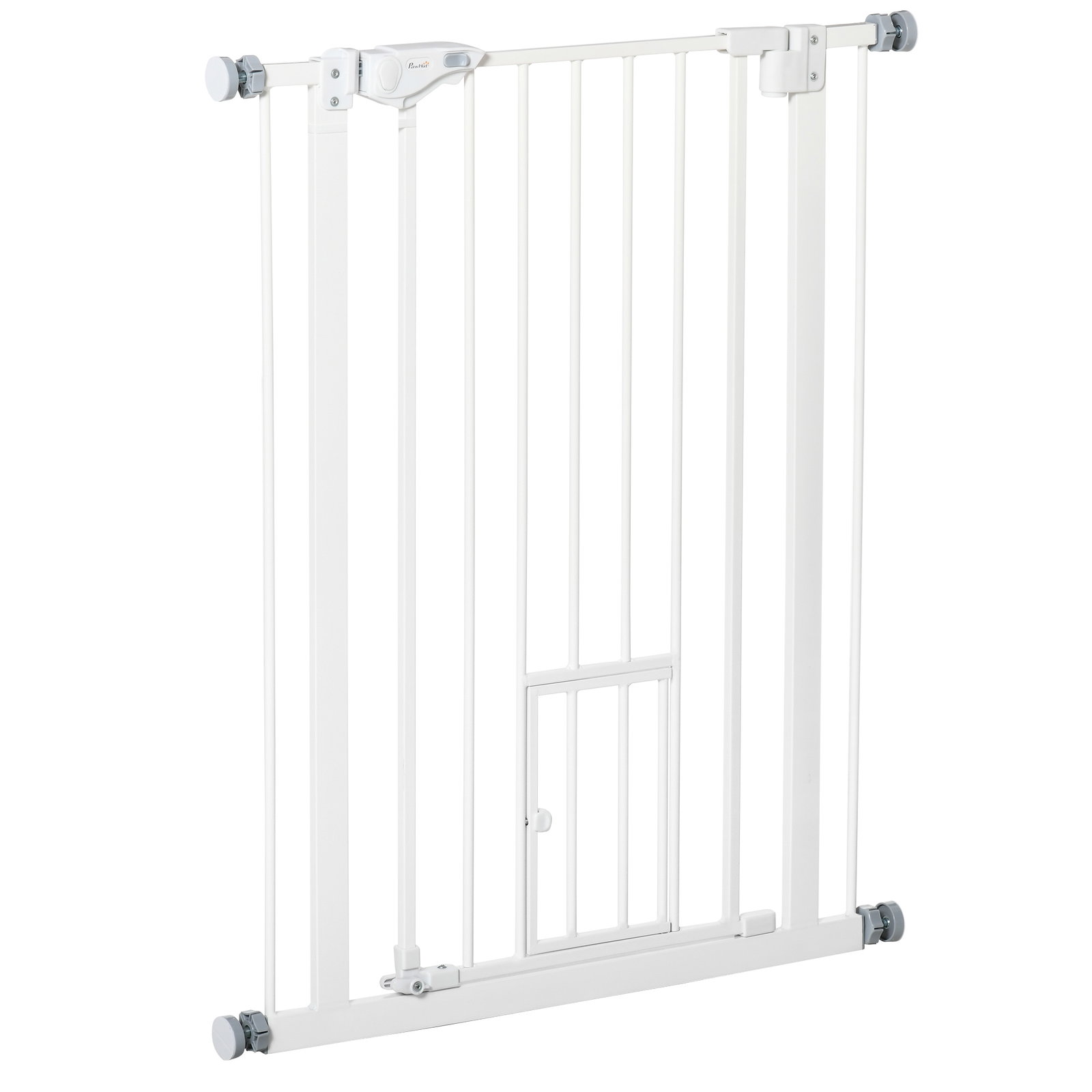 Barreira de Segurança para Cães Animais de Estimação 74-80cm para Escadas Portas e Corredores com Porta para Gatos Fechamento Au