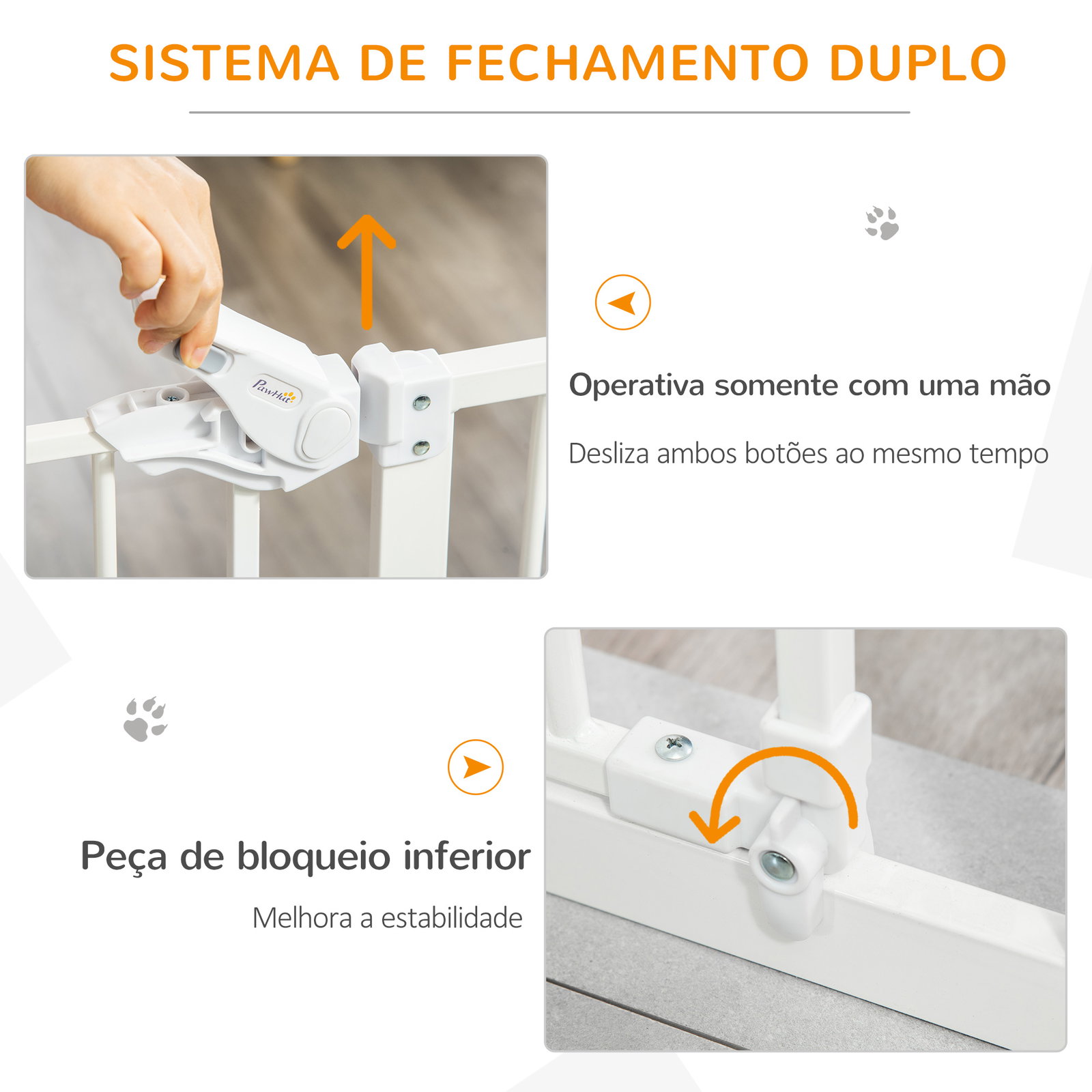 Barreira de Segurança para Cães Animais de Estimação 74-80cm para Escadas Portas e Corredores com Porta para Gatos Fechamento Au