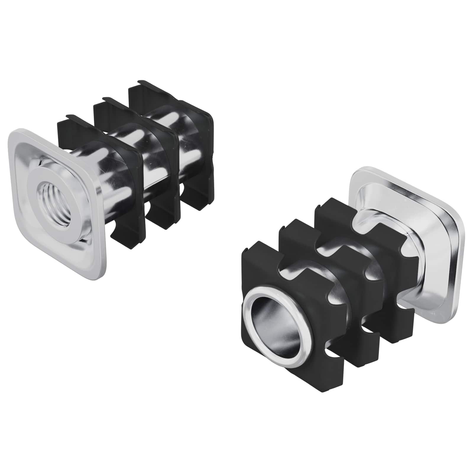 Inserto de tubo rosqueado 2 unid. preto e prata aço galvanizado