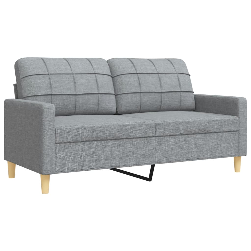 2 Pcs conjunto de sofás com almofadas tecido cinzento-claro