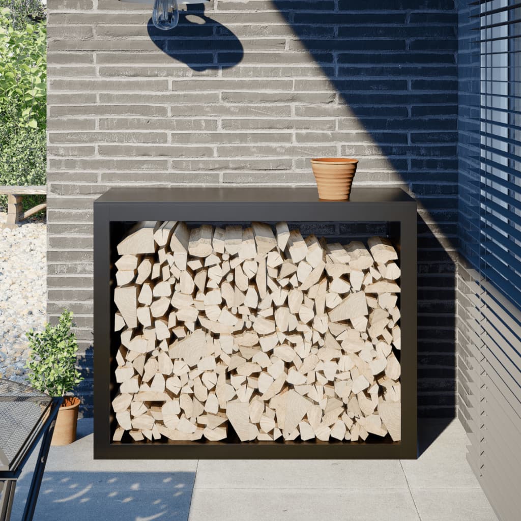 Suporte para lenha 100x40x80 cm aço preto