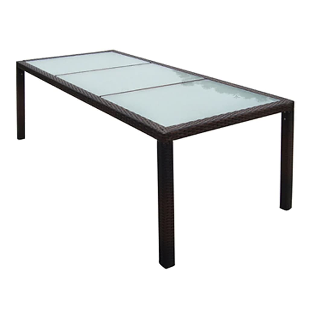 9 Pcs conjunto jantar exterior c/ almofadões vime PE castanho
