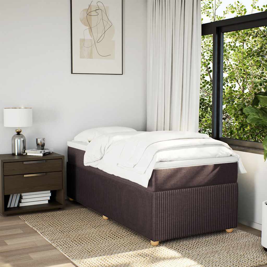 Cama com molas/colchão 100x200 cm tecido castanho-escuro