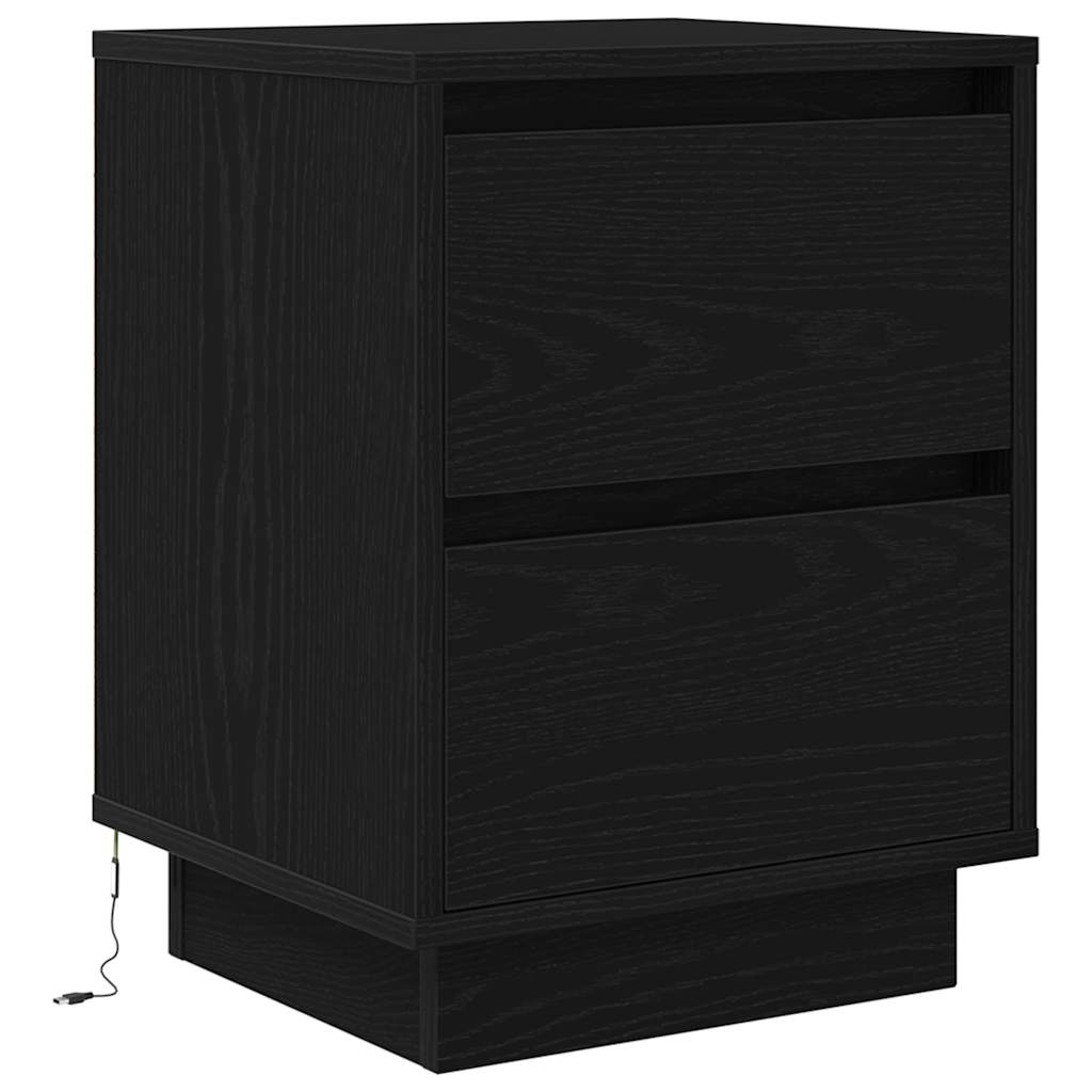 Mesa de cabeceira com luzes LED 38x34x50 cm preto