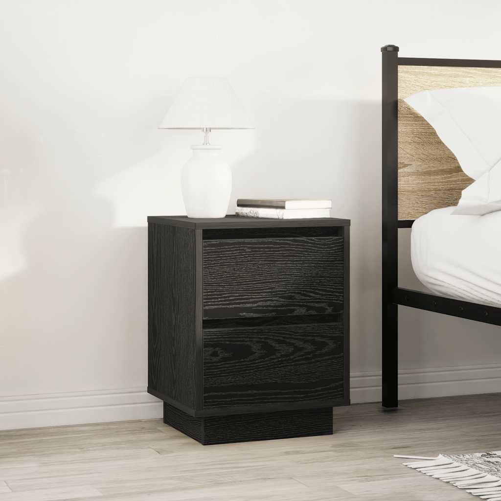 Mesa de cabeceira com luzes LED 38x34x50 cm preto
