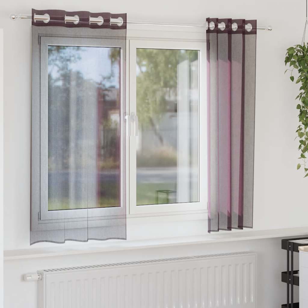 Cortinas de voile com ilhós 2 pcs roxo 140x140 cm