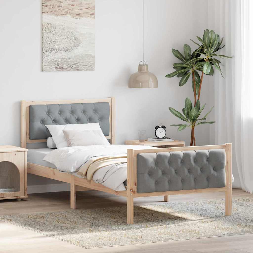 Estrutura da cama com cabeceira cinzento-claro 90 x 200 cm
