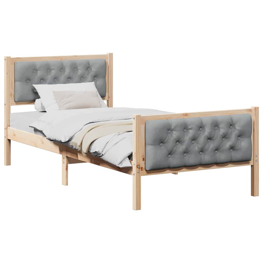 Estrutura da cama com cabeceira cinzento-claro 90 x 200 cm