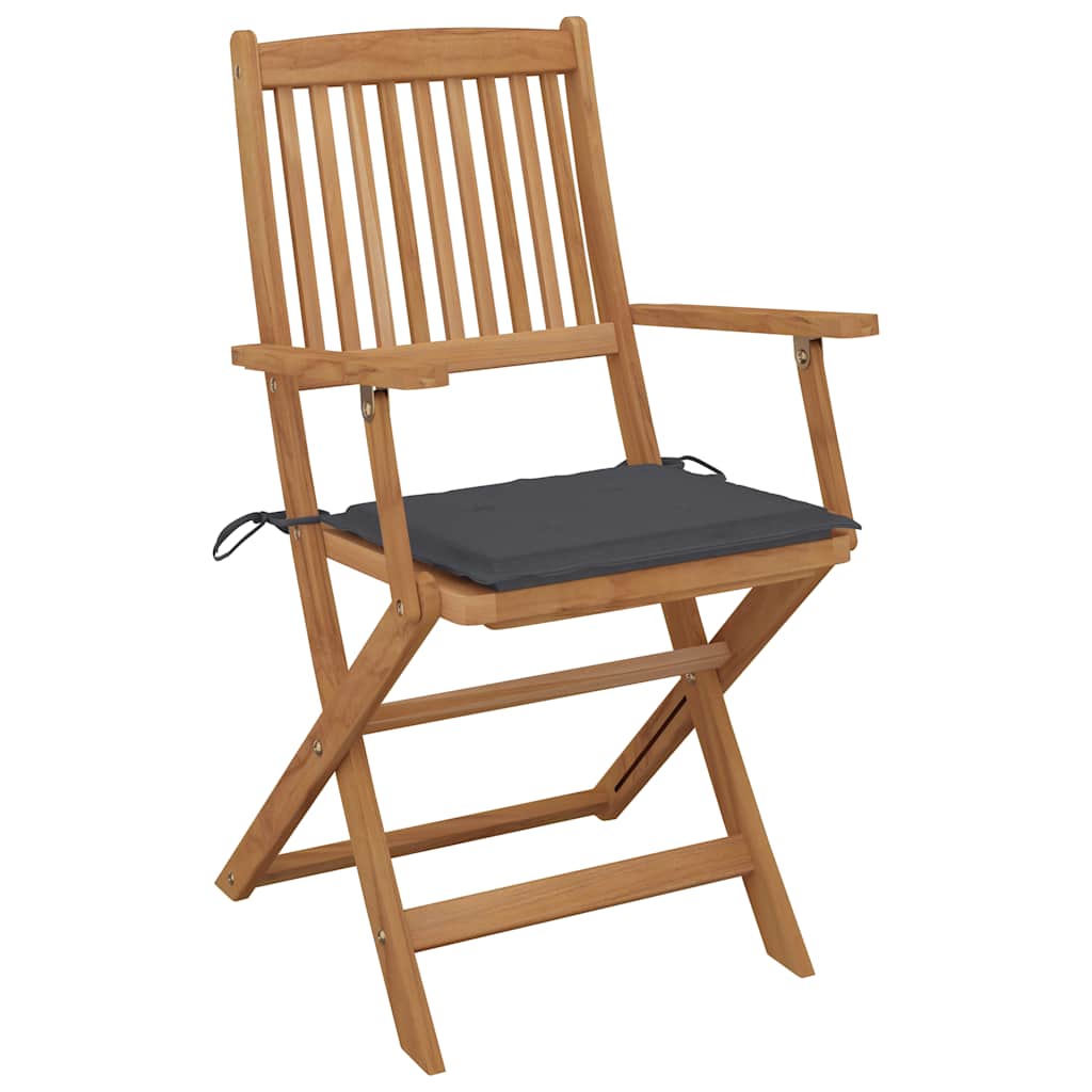 Cadeiras de jardim dobráveis c/ almofadões 4 pcs acácia maciça