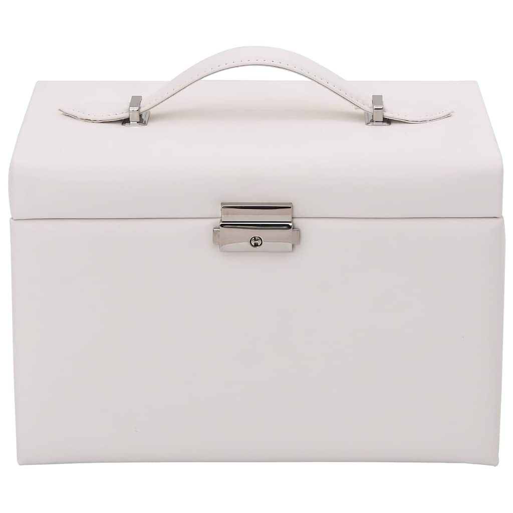 Caixa para jóias de 4 camadas com espelho com fechadura branco