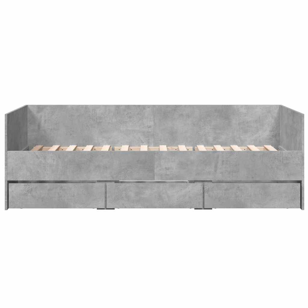 Sofá-cama com gavetas sem colchão 90x200 cm cinzento cimento