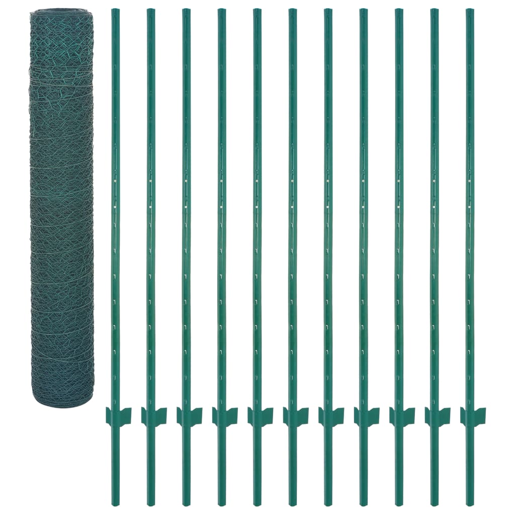 Cerca de arame com postes aço 25x1,5 m verde