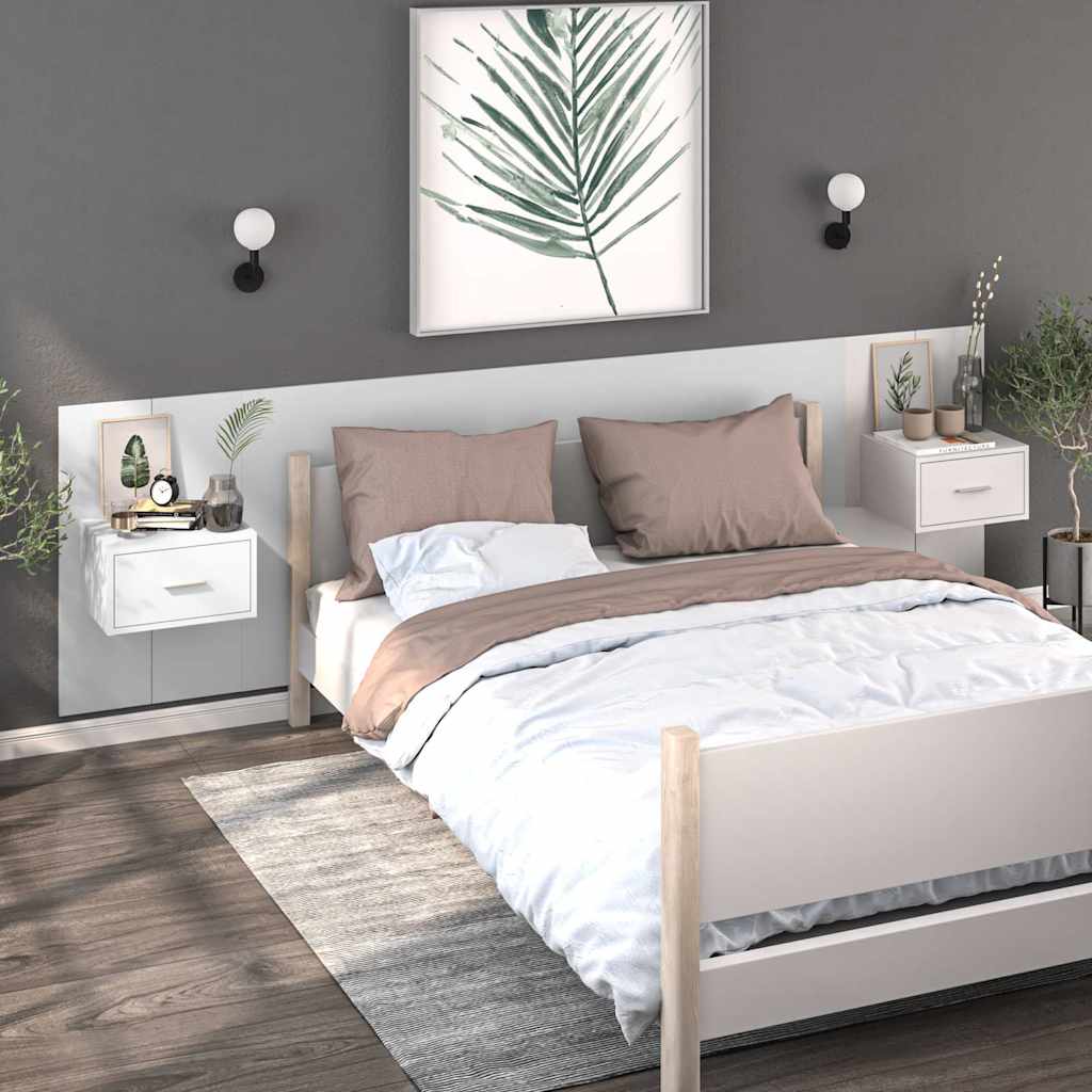 Mesas de cabeceira montagem na parede 2 pcs branco