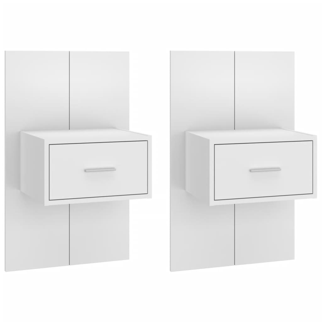Mesas de cabeceira montagem na parede 2 pcs branco