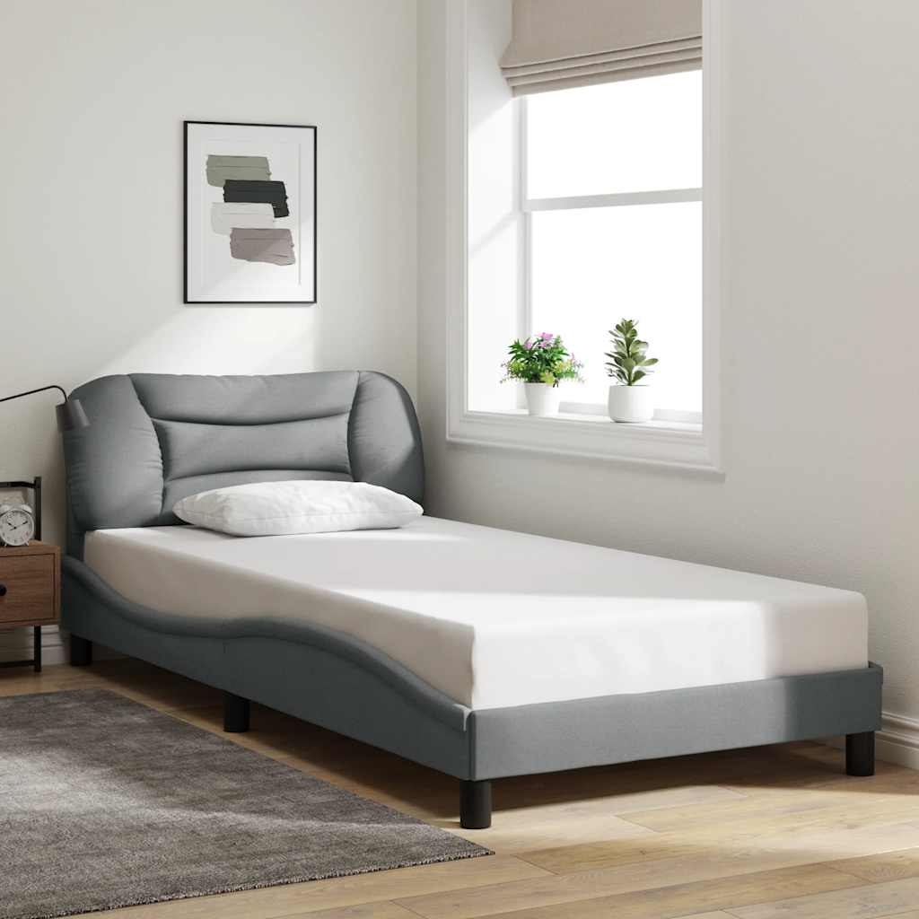 Estrutura de cama sem colchão hvar 100x200 cm tecido cinzento-claro