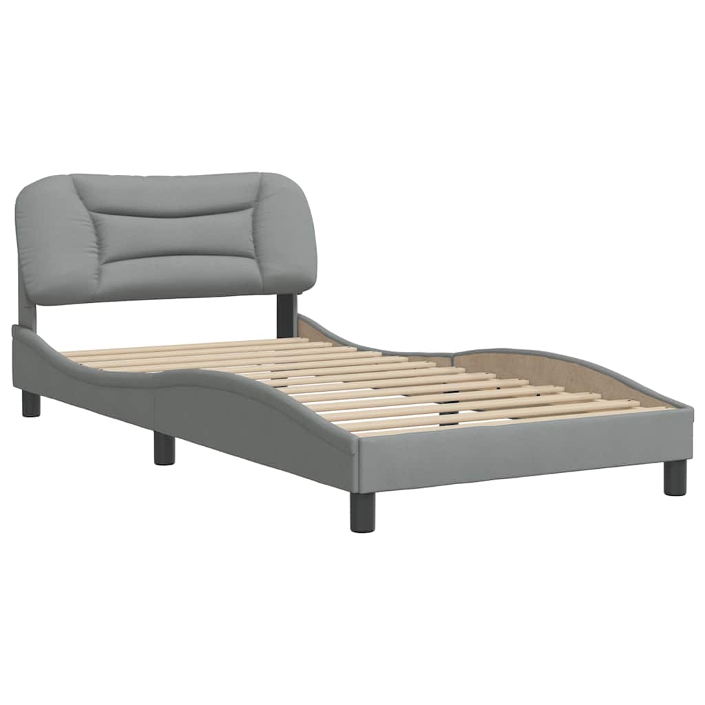 Estrutura de cama sem colchão hvar 100x200 cm tecido cinzento-claro