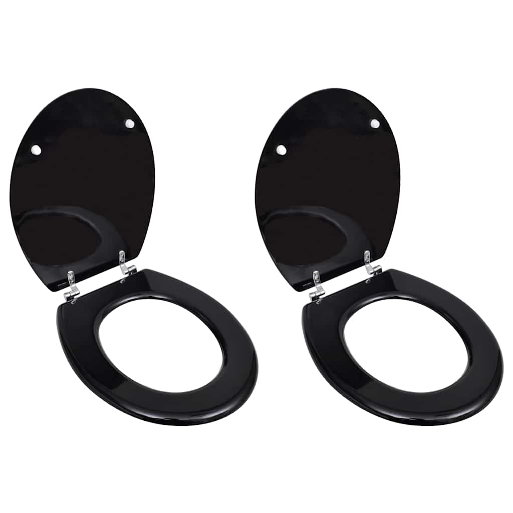 Assentos de sanita com tampas 2 pcs MDF preto