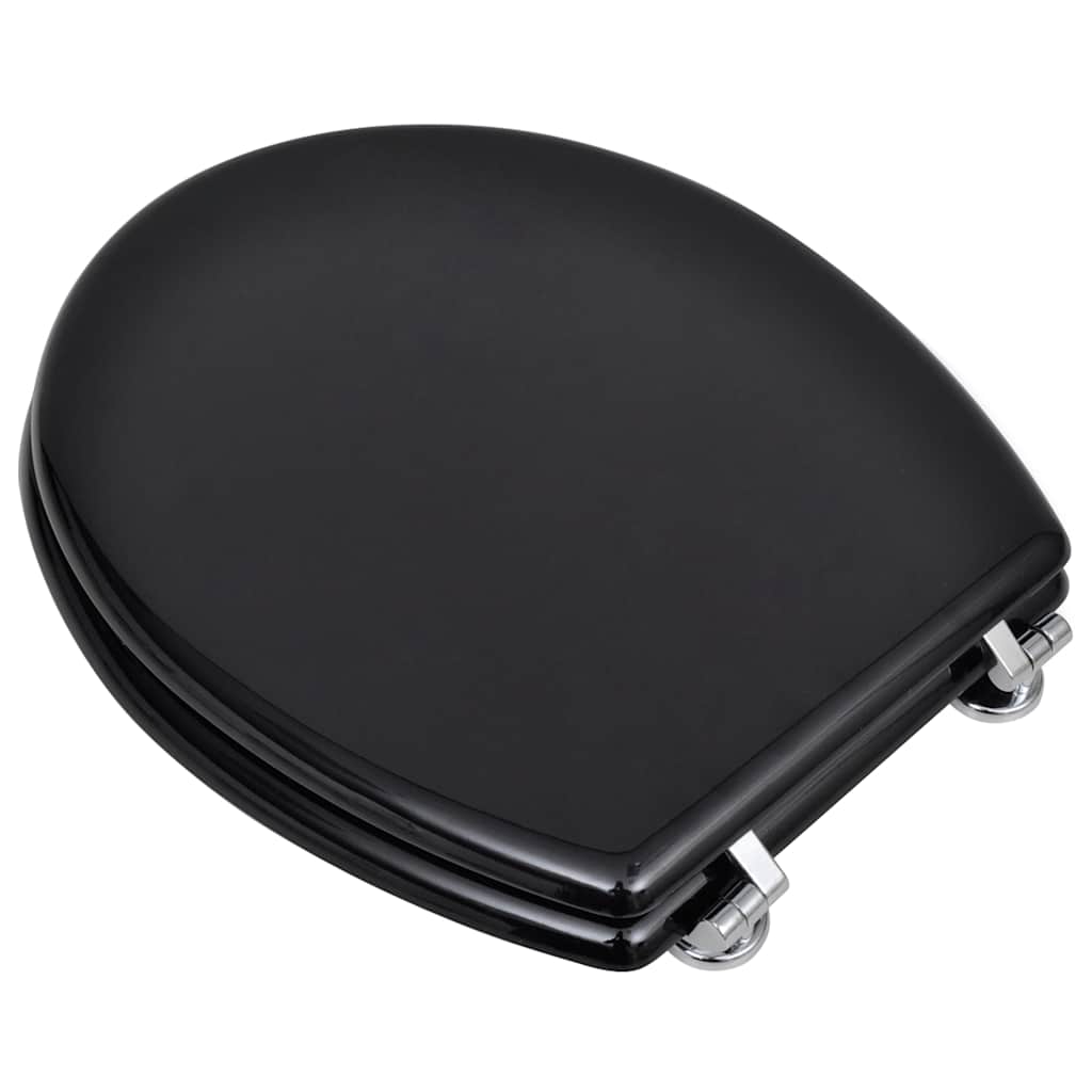 Assentos de sanita com tampas 2 pcs MDF preto
