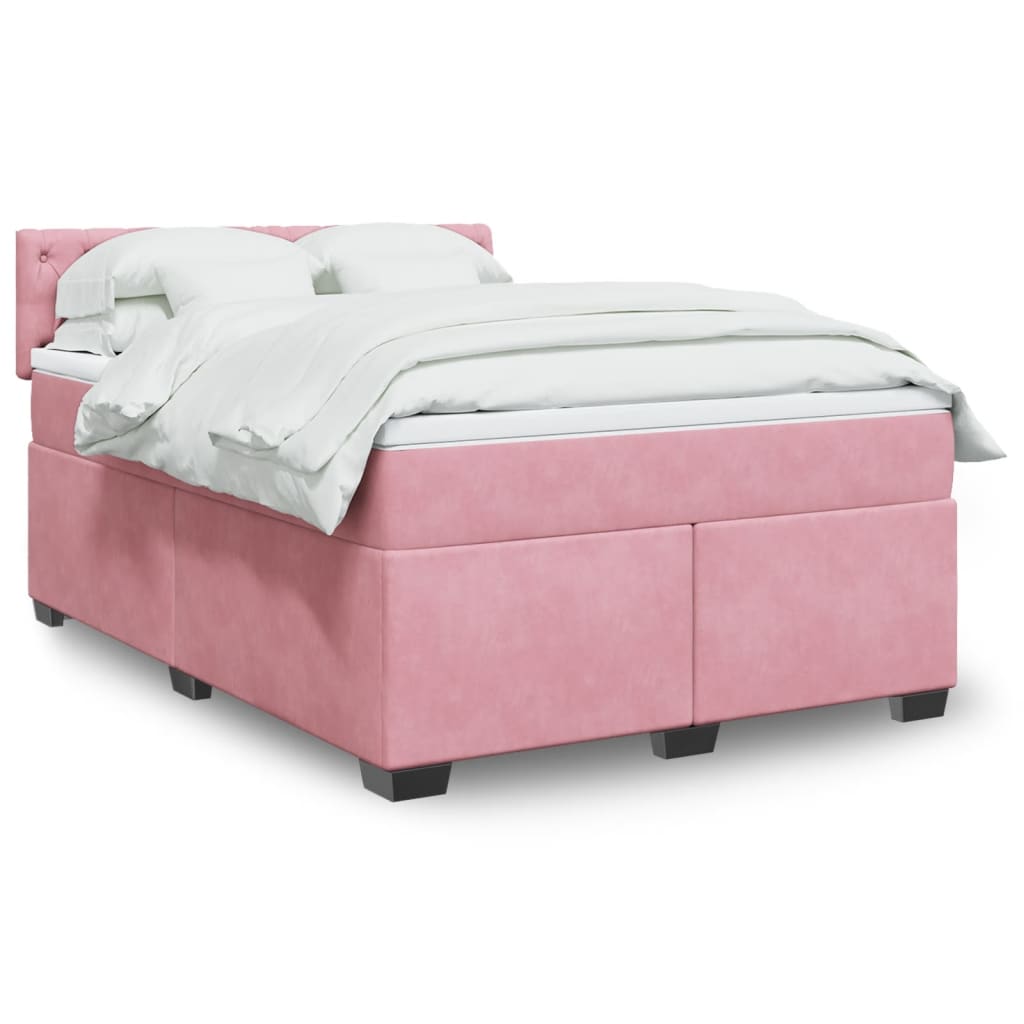 Cama com molas/colchão 160x200 cm veludo rosa