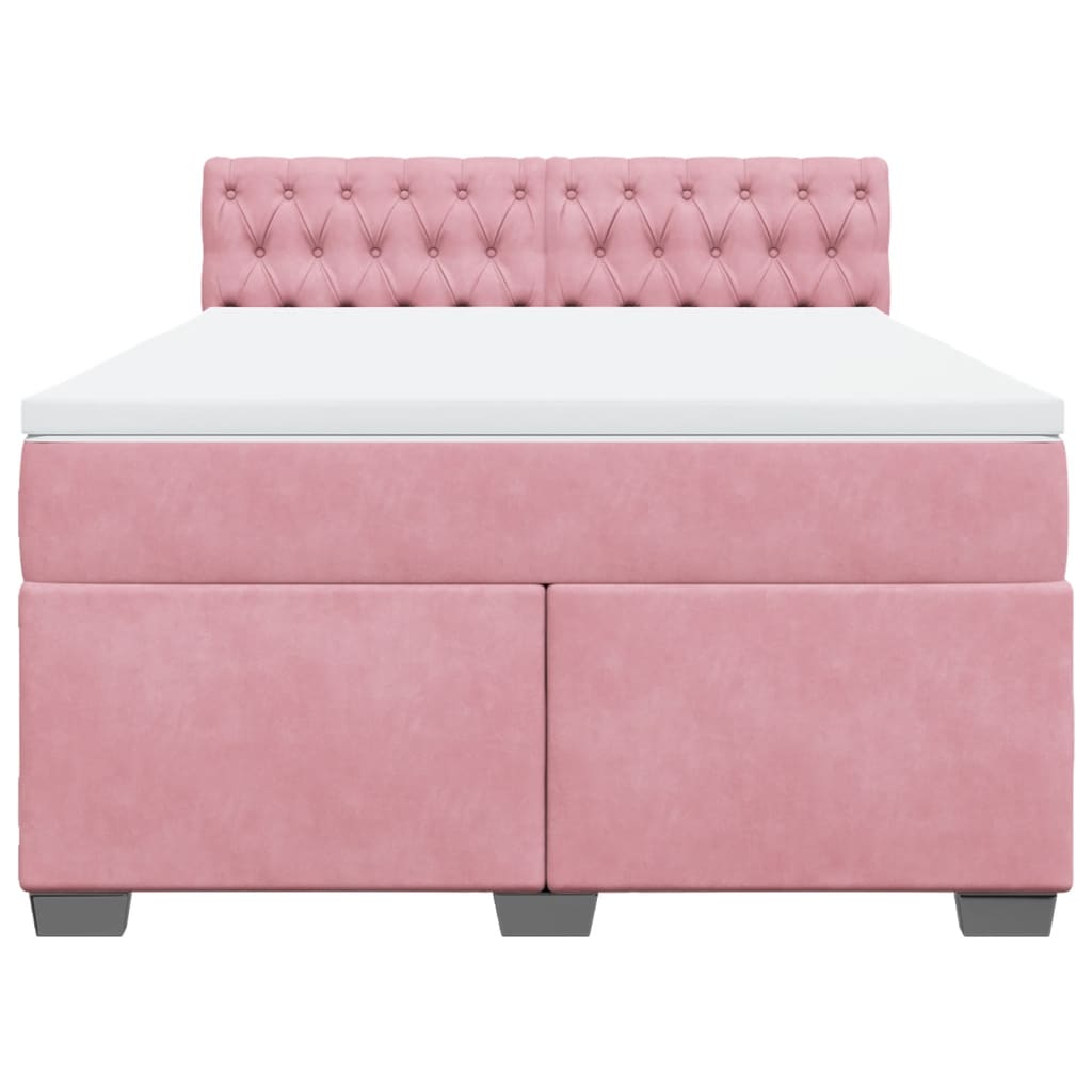 Cama com molas/colchão 160x200 cm veludo rosa
