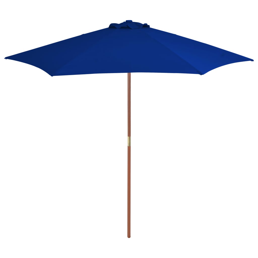 Guarda-sol de jardim com poste de madeira 270 cm azul