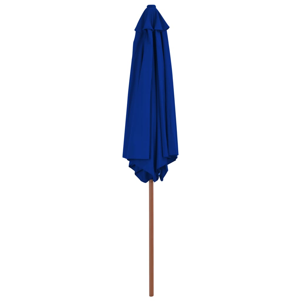 Guarda-sol de jardim com poste de madeira 270 cm azul