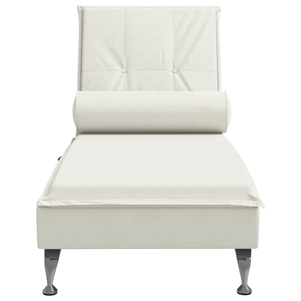 Chaise lounge de massagem com rolo veludo creme