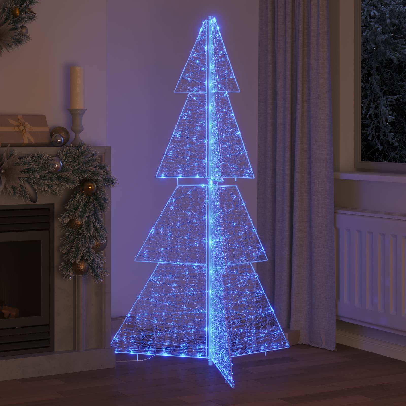 Árvore de natal com 240 leds azul 180 cm acrílo