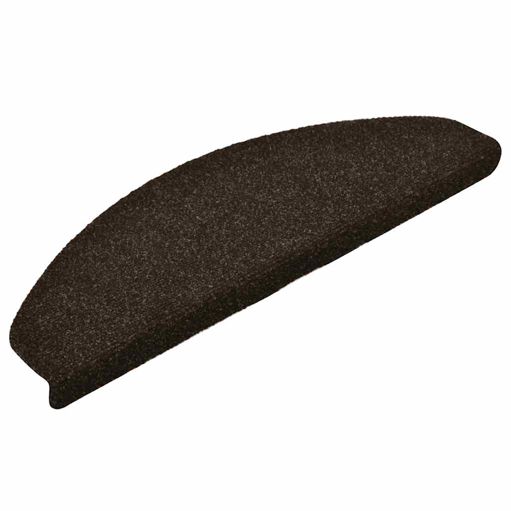 Tapetes de escada autoadesivos 30 peças 65x21x4 cm marrom escuro meio redondo grande