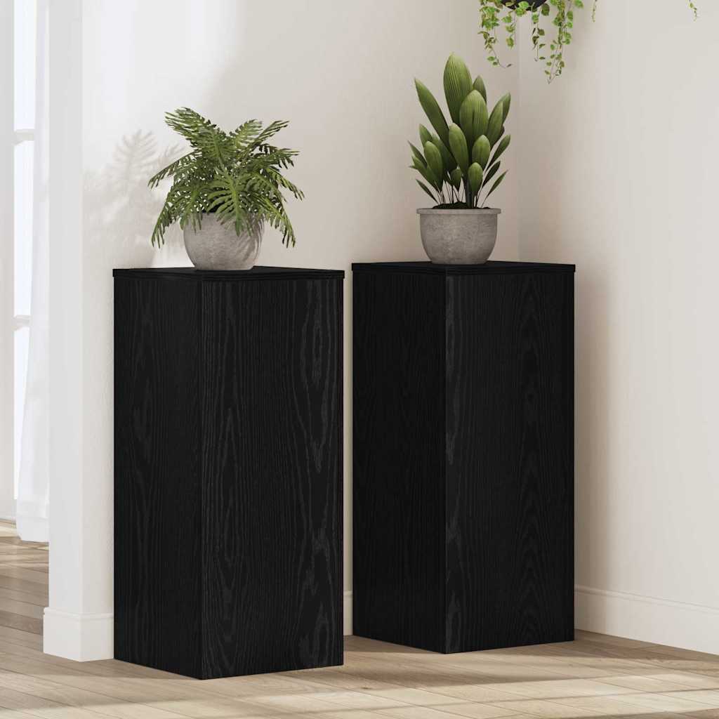Suporte para plantas 2 unid. carvalho preto 30 x 30 x 70 cm