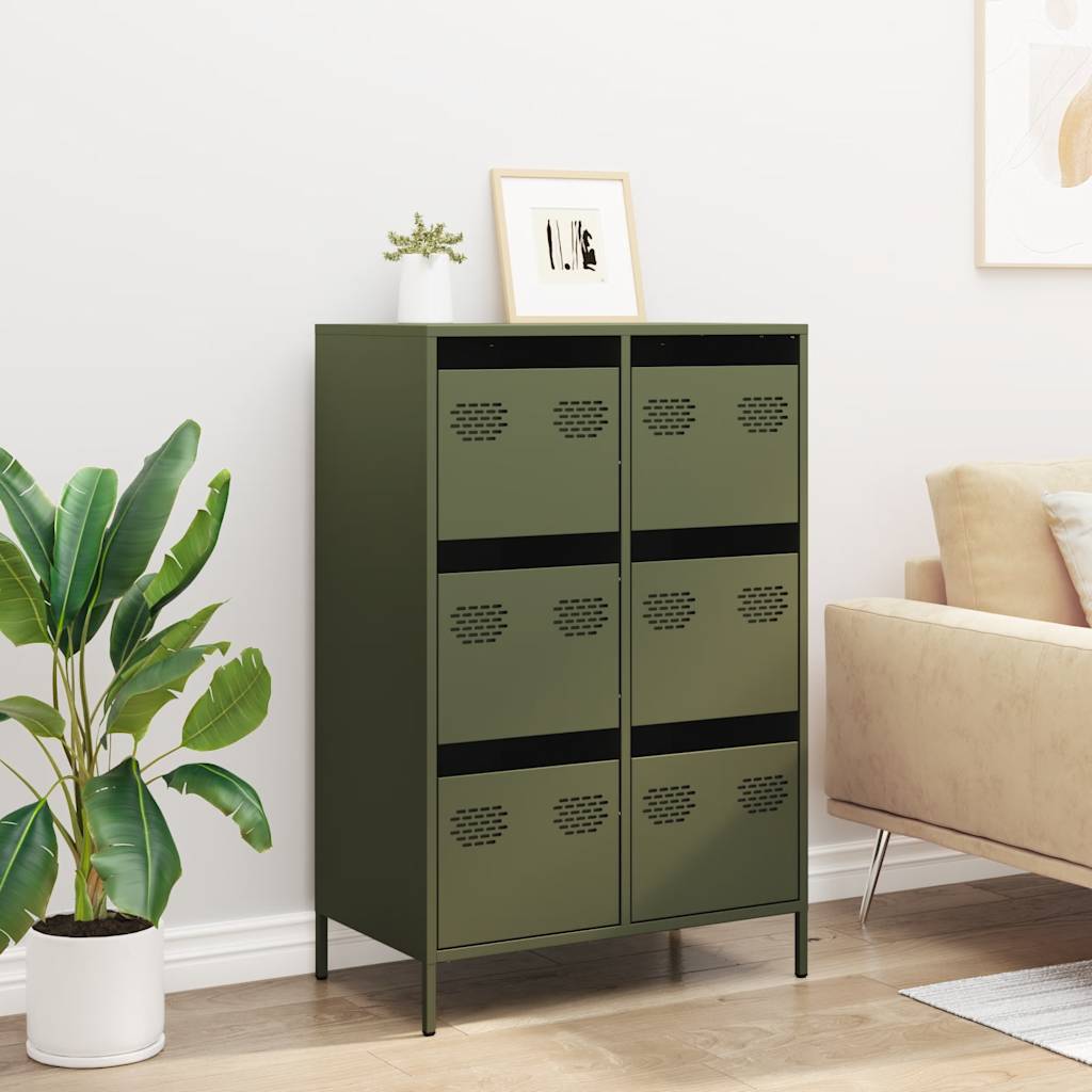 Móvel alto 68x39x101,5 cm aço verde azeitona
