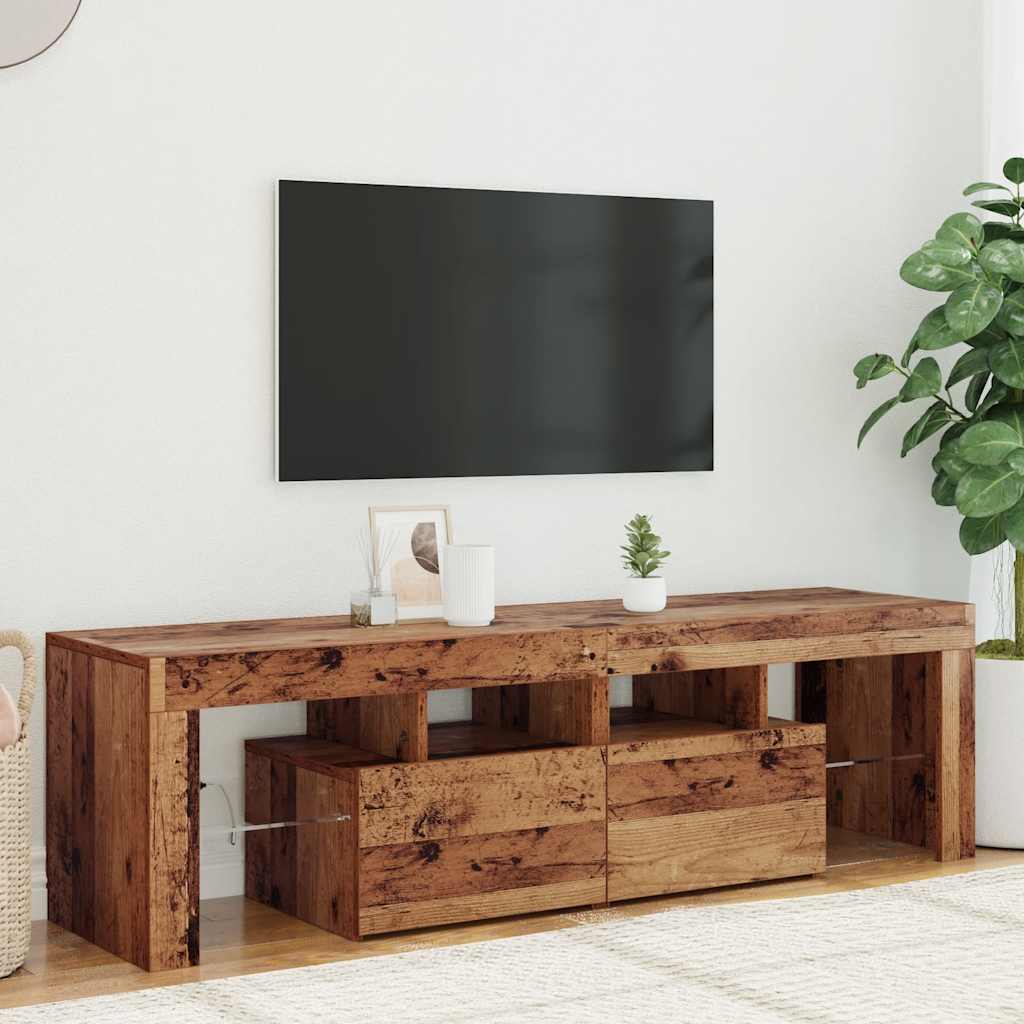 Móvel de TV com luzes LED derivados de madeira madeira velha